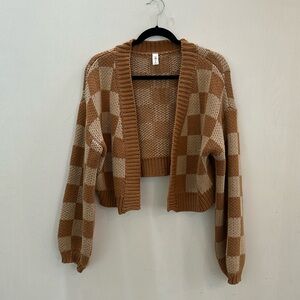 Brown checkered cardigan